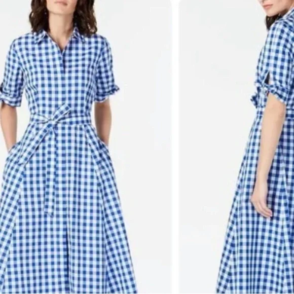 Talbots Blue Ruffled Smocked Midi Dress - Picture 2 of 14